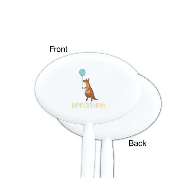 Animal Friend Birthday White Plastic 7" Stir Stick - Single Sided - Oval - Front & Back