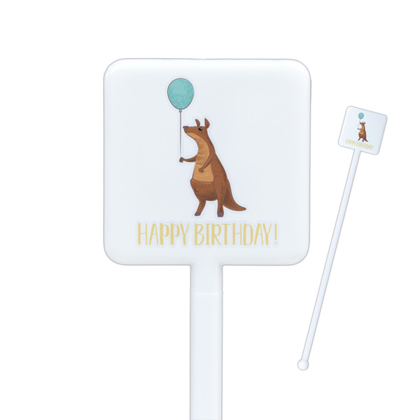 Custom Animal Friend Birthday Square Plastic Stir Sticks (Personalized)