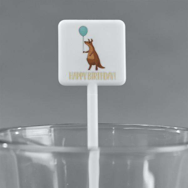 Animal Friend Birthday White Plastic Stir Stick - Square - Main