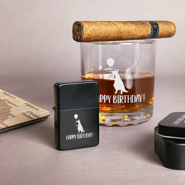 Animal Friend Birthday Windproof Lighters - Black - In Context