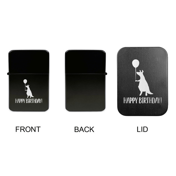 Animal Friend Birthday Windproof Lighters - Black, Single Sided, w Lid - APPROVAL