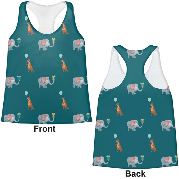 Animal Friend Birthday Womens Racerback Tank Tops - Medium - Front and Back