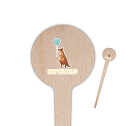 Animal Friend Birthday 4" Round Wooden Food Picks - Single Sided (Personalized)