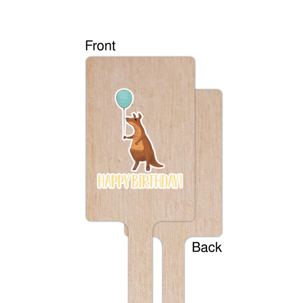 Animal Friend Birthday Wooden 6.25" Stir Stick - Rectangular - Single - Front & Back