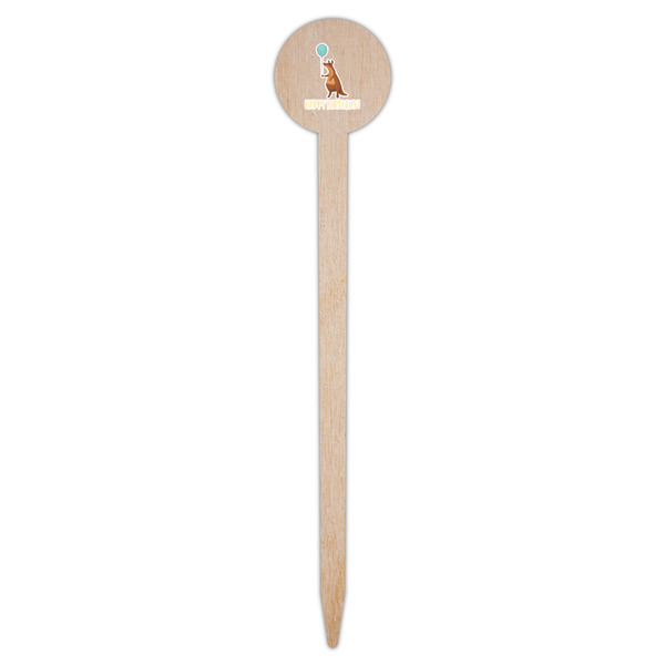 Animal Friend Birthday Wooden 6" Food Pick - Round - Single Pick