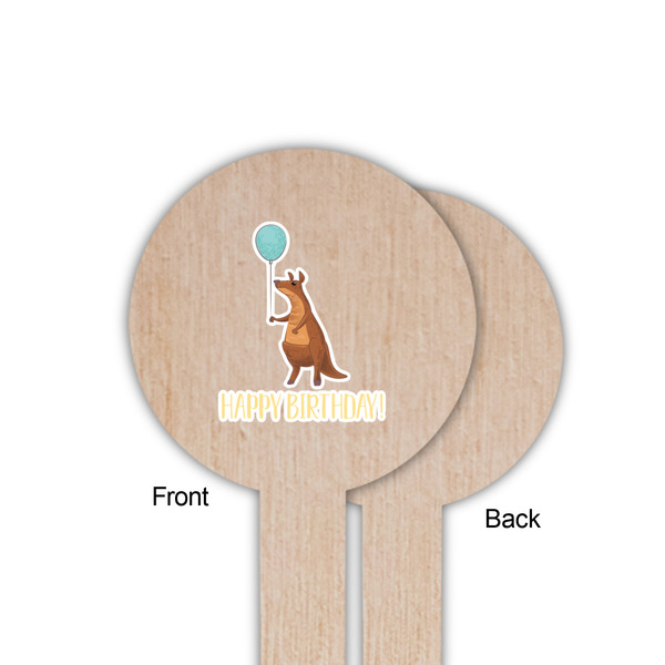 Animal Friend Birthday Wooden 6" Food Pick - Round - Single Sided - Front & Back