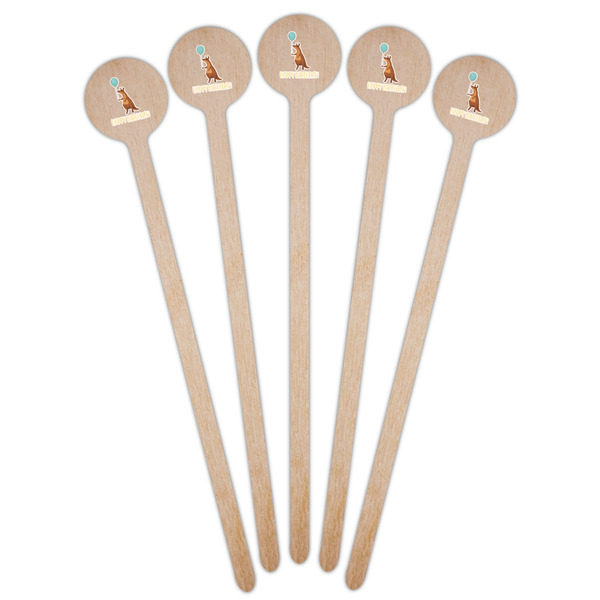 Animal Friend Birthday Wooden 6" Stir Stick - Round - Fan View