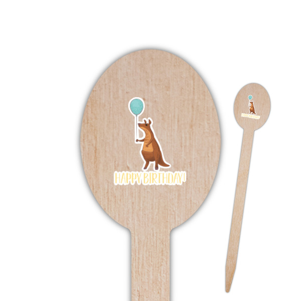 Custom Animal Friend Birthday Oval Wooden Food Picks - Double Sided (Personalized)