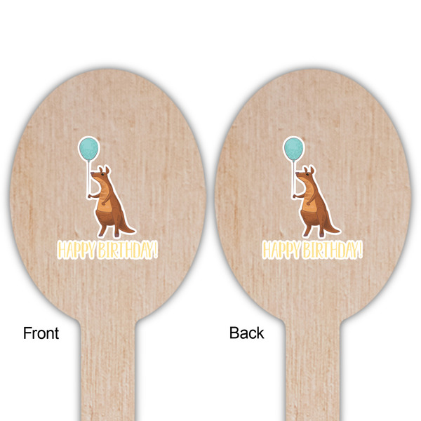 Animal Friend Birthday Wooden Food Pick - Oval - Double Sided - Front & Back