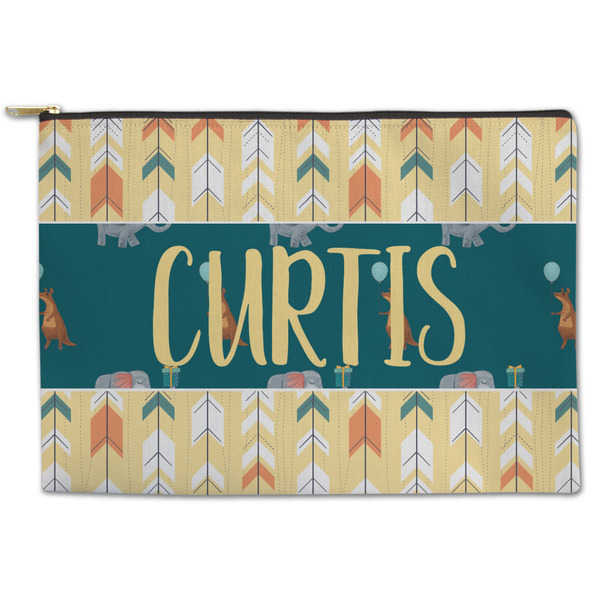 Custom Animal Friend Birthday Zipper Pouch - Large - 12.5"x8.5" (Personalized)