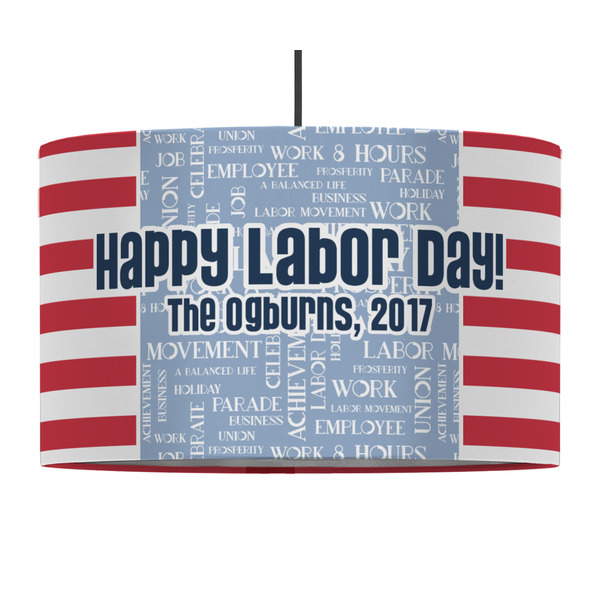 Custom Labor Day 12" Drum Pendant Lamp - Fabric (Personalized)