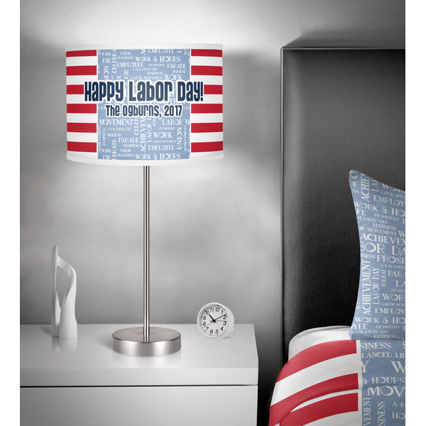Labor Day 13 inch drum lamp shade - in room