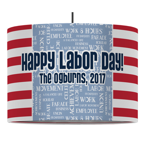 Custom Labor Day 16" Drum Pendant Lamp - Fabric (Personalized)