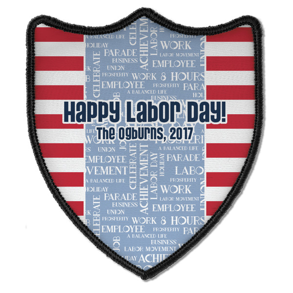 Custom Labor Day Iron On Shield Patch B w/ Name or Text