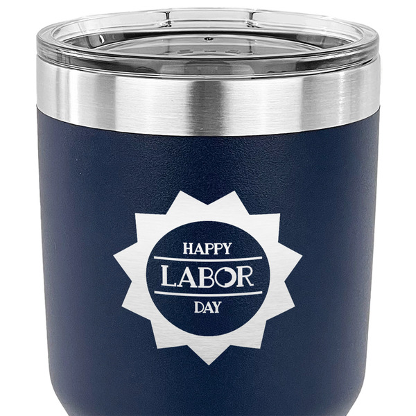 Labor Day 30 oz Stainless Steel Ringneck Tumbler - Navy - CLOSE UP