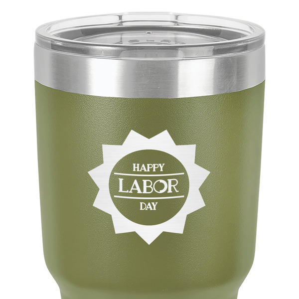 Labor Day 30 oz Stainless Steel Ringneck Tumbler - Olive - Close Up