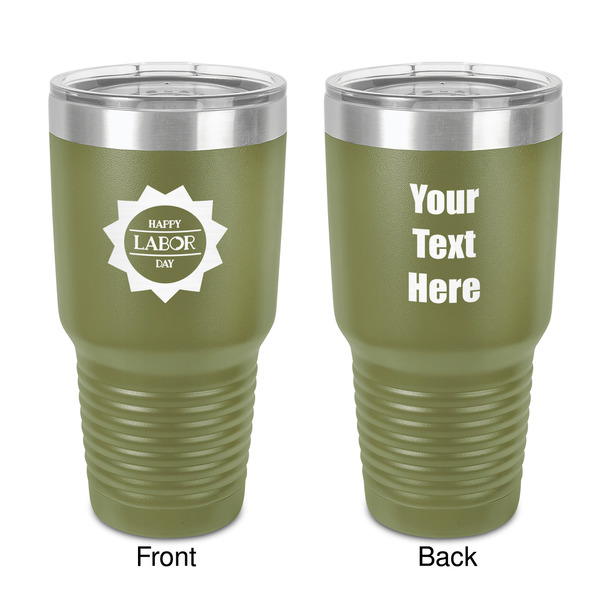 Custom Labor Day 30 oz Stainless Steel Tumbler - Olive - Double-Sided (Personalized)
