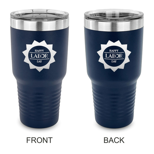 Custom Labor Day 30 oz Stainless Steel Tumbler - Navy - Double Sided (Personalized)