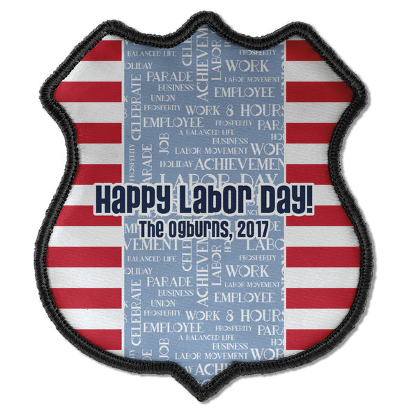 Custom Labor Day Iron On Shield Patch C w/ Name or Text