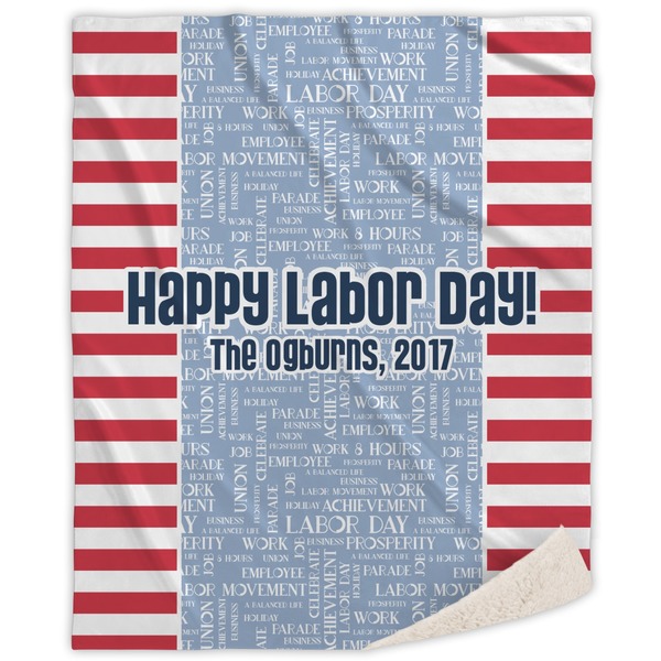 Custom Labor Day Sherpa Throw Blanket (Personalized)