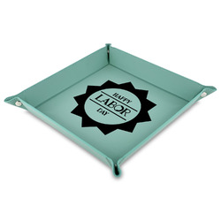 Labor Day 9" x 9" Teal Faux Leather Valet Tray
