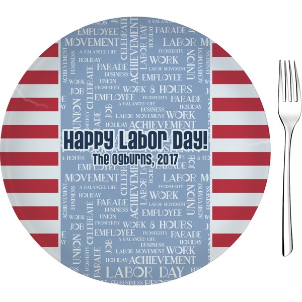 Custom Labor Day Glass Appetizer / Dessert Plate 8" (Personalized)