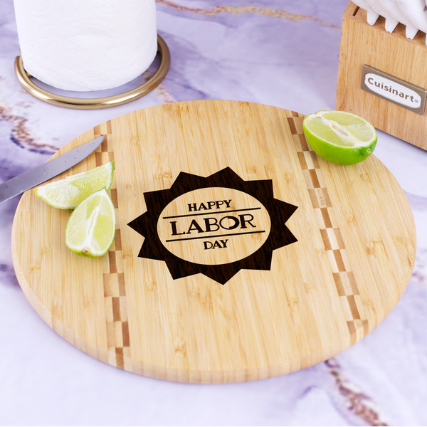 Labor Day Bamboo Cutting Board - In Context