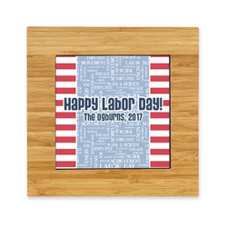 Labor Day Bamboo Trivet with Ceramic Tile Insert (Personalized)