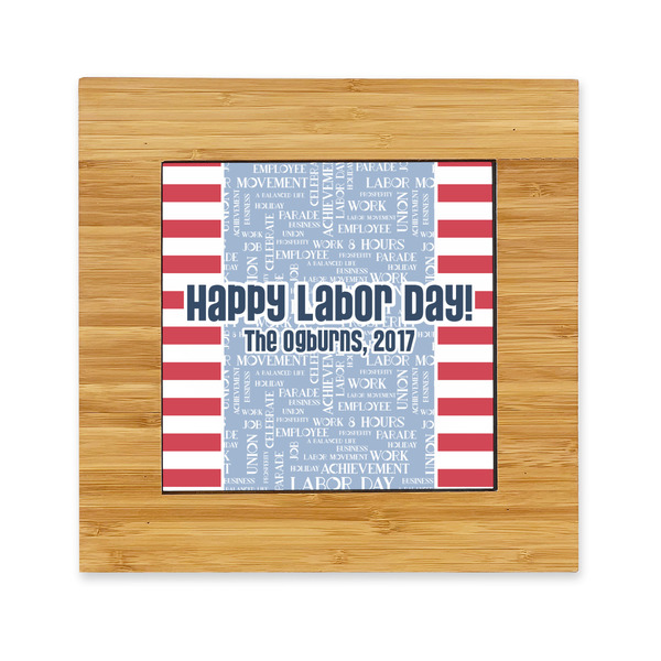 Custom Labor Day Bamboo Trivet with Ceramic Tile Insert (Personalized)