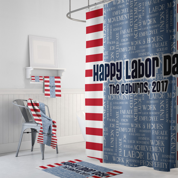Labor Day Bath Towel Sets - 3-piece - In Context