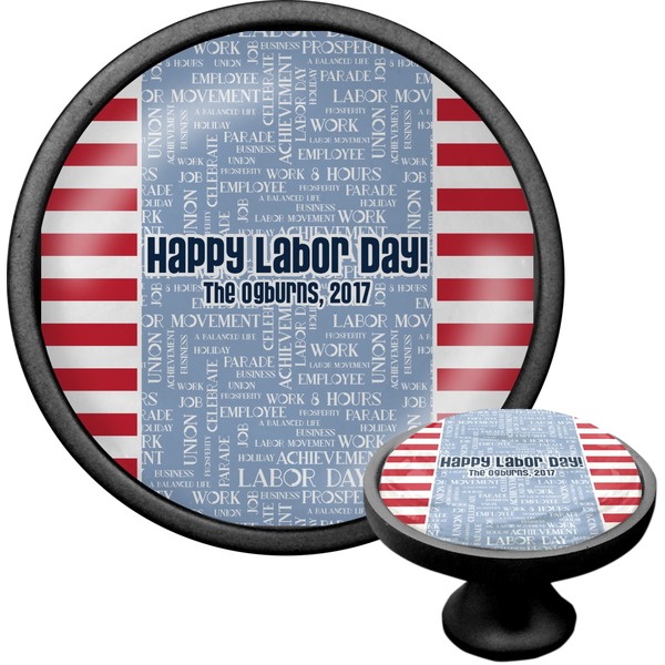 Custom Labor Day Cabinet Knob (Black) (Personalized)