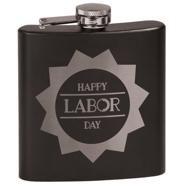 Custom Labor Day Black Flask Set