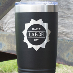 Labor Day 20 oz Stainless Steel Tumbler - Black - Double Sided (Personalized)