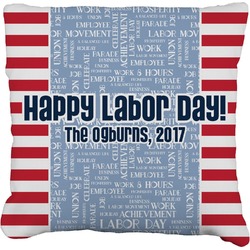 Labor Day Faux-Linen Throw Pillow 16" (Personalized)