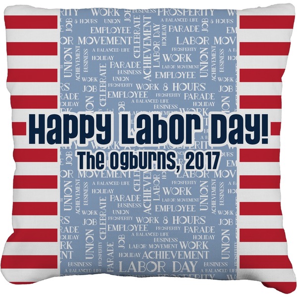 Custom Labor Day Faux-Linen Throw Pillow 16" (Personalized)