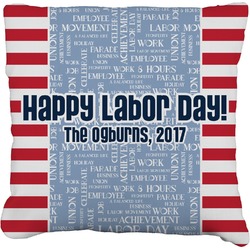 Labor Day Faux-Linen Throw Pillow 18" (Personalized)