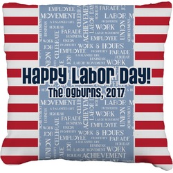 Labor Day Faux-Linen Throw Pillow 20" (Personalized)