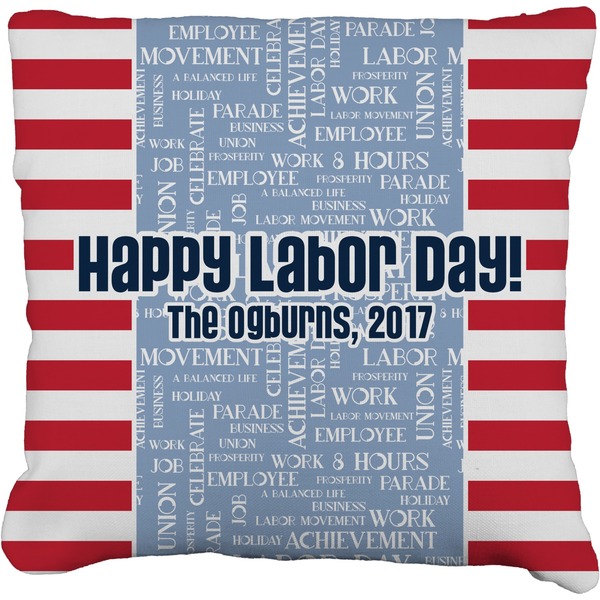 Custom Labor Day Faux-Linen Throw Pillow 20" (Personalized)