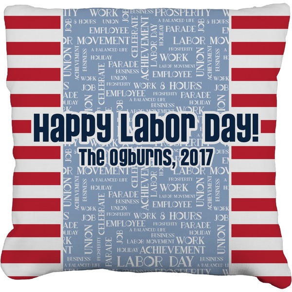 Custom Labor Day Faux-Linen Throw Pillow 26" (Personalized)