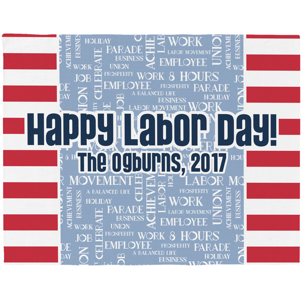 Custom Labor Day Woven Fabric Placemat - Twill w/ Name or Text