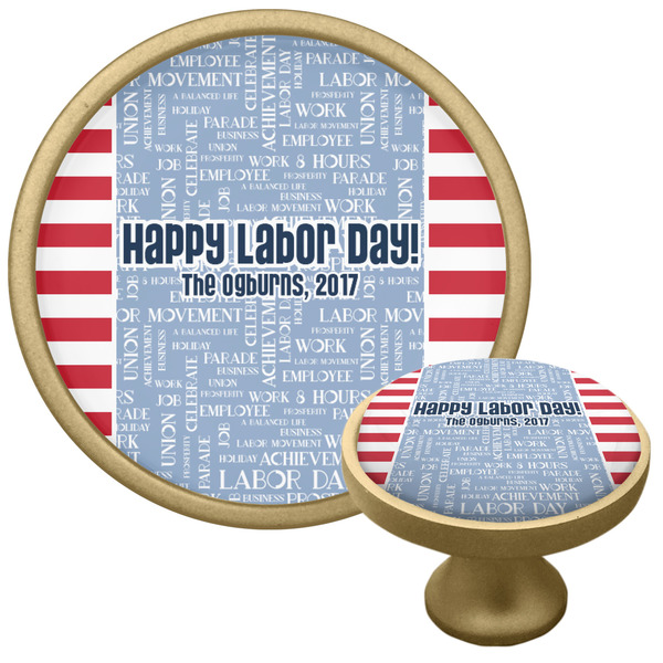 Custom Labor Day Cabinet Knob - Gold (Personalized)