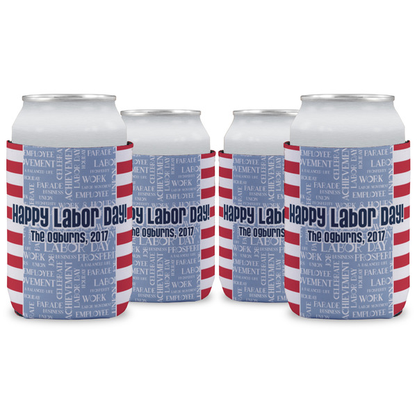 Custom Labor Day Can Cooler (12 oz) - Set of 4 w/ Name or Text