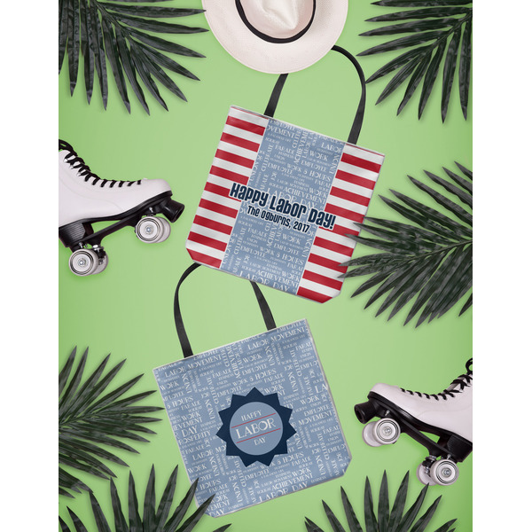Labor Day Canvas Tote Lifestyle Front and Back- 13x13