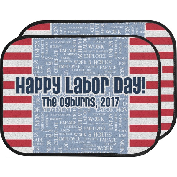 Custom Labor Day Car Floor Mats (Back Seat) (Personalized)
