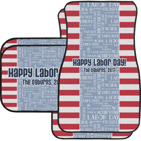 Custom Labor Day Car Floor Mats Set - 2 Front & 2 Back (Personalized)