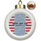 Labor Day Ceramic Christmas Ornament - Poinsettias (Front View)