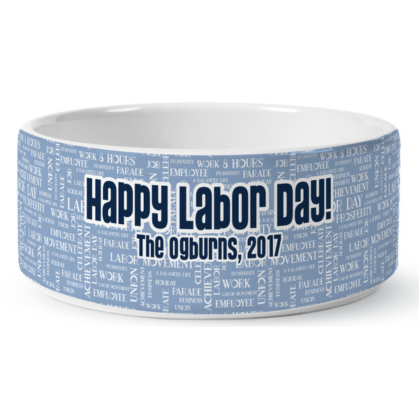 Labor Day Ceramic Dog Bowl - Medium - Front