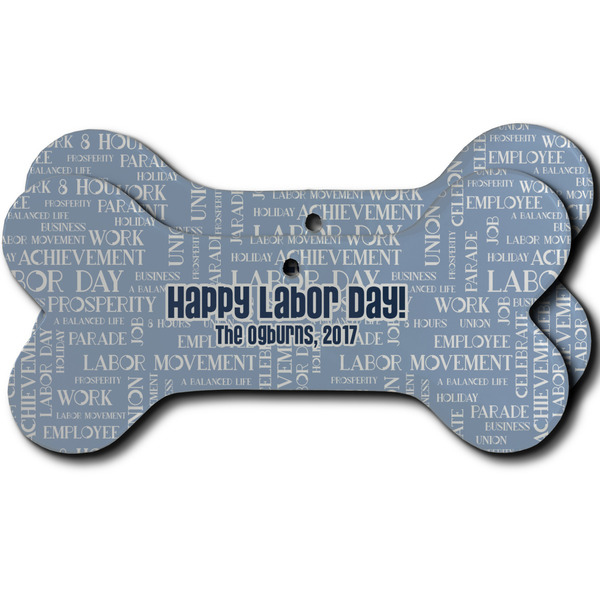 Custom Labor Day Ceramic Dog Ornament - Front & Back w/ Name or Text