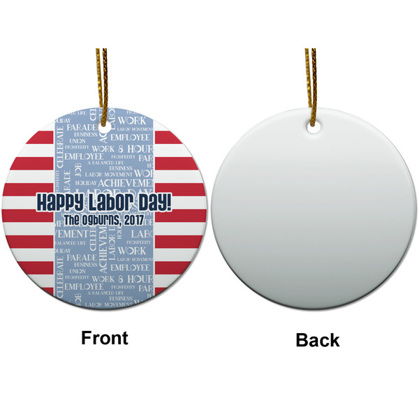 Labor Day Ceramic Flat Ornament - Circle Front & Back (APPROVAL)