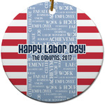 Labor Day Round Ceramic Ornament w/ Name or Text